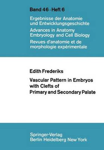 Cover image for Vascular Pattern in Embryos with Clefts of Primary and Secondary Palate