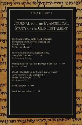 Cover image for Journal for the Evangelical Study of the Old Testament, Volume 3, Issue 1