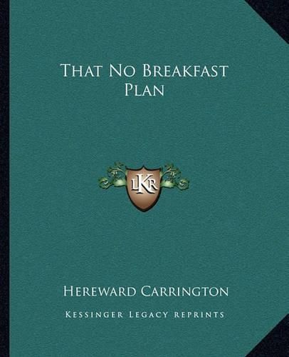 Cover image for That No Breakfast Plan