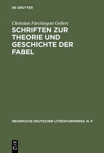 Cover image for Schriften Zur Theorie Und Geschichte Der Fabel: Historisch-Kritische Ausgabe