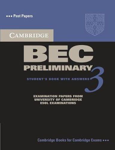 Cover image for Cambridge BEC Preliminary 3 Student's Book with Answers