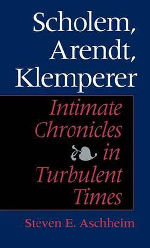 Cover image for Scholem, Arendt, Klemperer: Intimate Chronicles in Turbulent Times