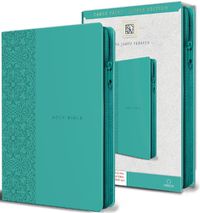 Cover image for KJV Holy Bible, Large Print Handy Size, Aquamarine Premium Imitation Leather w/Ribbon Marker, Red Letter, Zipper