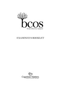 Cover image for BCoS Cognitive Screen: Examinee's Booklet (Pack of 15)