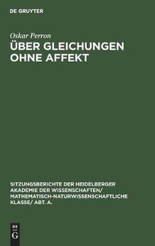 Cover image for UEber Gleichungen ohne Affekt