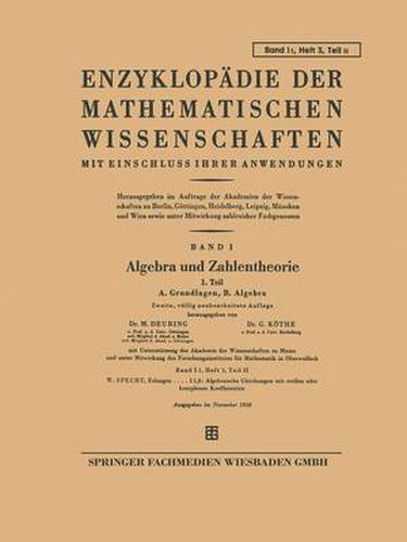 Cover image for Algebra Und Zahlentheorie: A. Grundlage, B. Algebra