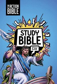 Cover image for The Action Bible Study Bible Esv, Leathersoft, Blue, Full Color