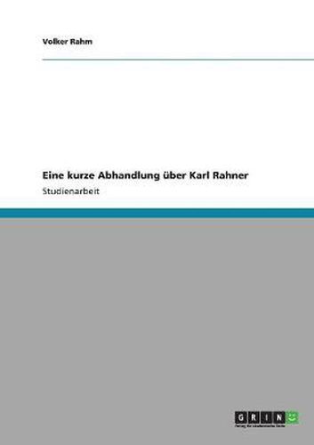 Cover image for Eine kurze Abhandlung uber Karl Rahner