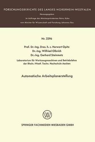 Cover image for Automatische Arbeitsplanerstellung