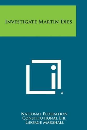 Cover image for Investigate Martin Dies