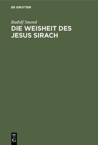 Cover image for Die Weisheit des Jesus Sirach