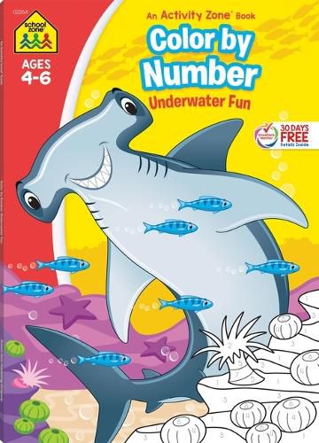 Cover image for School Zone Color by Number Underwater Fun Workbook