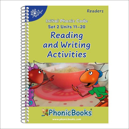 Cover image for Phonic Books Dandelion Readers Reading and Writing Activities Set 2 Units 11-20 Twin Chimps (Two Letter Spellings sh, ch, th, ng, qu, wh, -ed, -ing, -le)