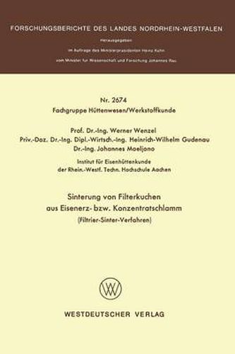 Cover image for Sinterung Von Filterkuchen Aus Eisenerz- Bzw. Konzentratschlamm: Filtrier-Sinter-Verfahren