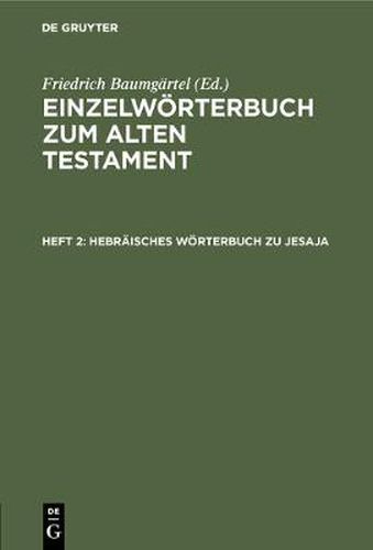 Cover image for Hebraisches Woerterbuch zu Jesaja