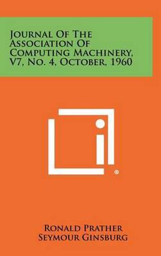 Cover image for Journal of the Association of Computing Machinery, V7, No. 4, October, 1960