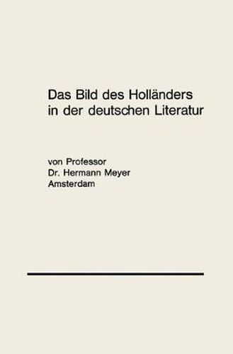 Cover image for Das Bild Des Hollanders in Der Deutschen Literatur