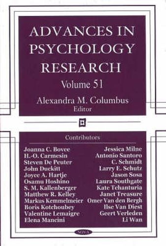 Cover image for Advances in Psychology Research: Volume 51