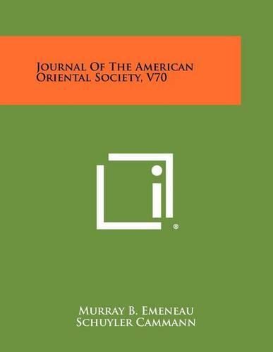 Journal of the American Oriental Society, V70