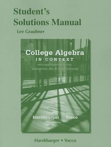 Cover image for Student's Solutions Manual for College Algebra in Context
