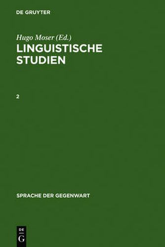 Cover image for Moser, Hugo; Moser, Hugo: Linguistische Studien. 2