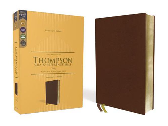 Cover image for KJV, Thompson Chain-Reference Bible, Genuine Leather, Calfskin, Brown, Art Gilded Edges, Red Letter, Comfort Print