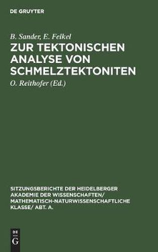 Cover image for Zur tektonischen Analyse von Schmelztektoniten