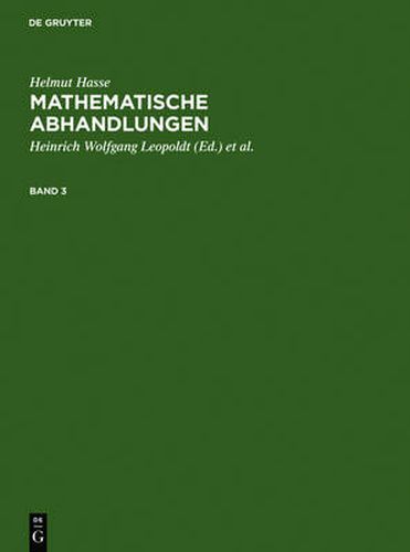 Cover image for Helmut Hasse: Mathematische Abhandlungen. 3