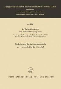 Cover image for Die Erfassung Der Leistungsanspruche an Fuhrungskrafte Der Wirtschaft