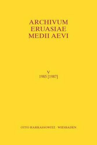 Cover image for Archivum Eurasiae Medii Aevi V 1985 [1987]