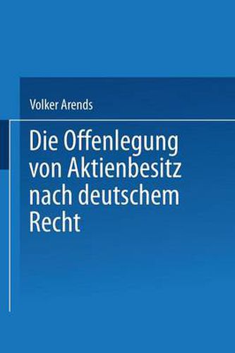 Die Offenlegung Von Aktienbesitz Nach Deutschem Recht