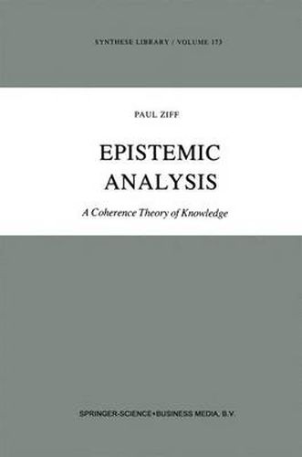 Cover image for Epistemic Analysis: A Coherence Theory of Knowledge