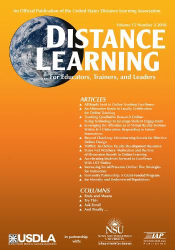Cover image for Distance Learning - Volume 15 Issue 2 2018
