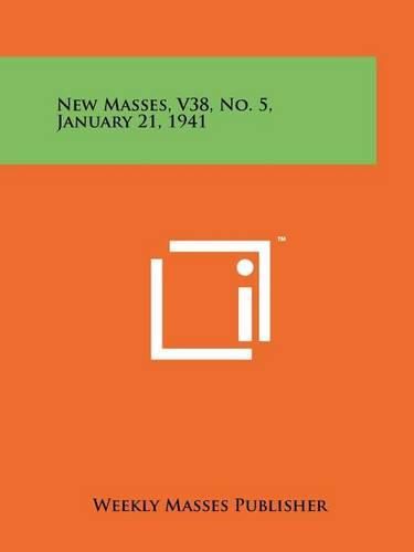 Cover image for New Masses, V38, No. 5, January 21, 1941