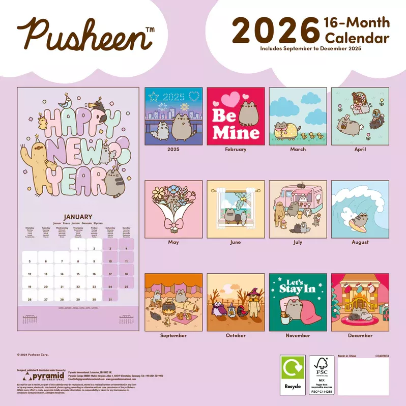 Pusheen 2026 Square Calendar