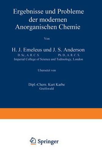 Ergebnisse Und Probleme Der Modernen Anorganischen Chemie