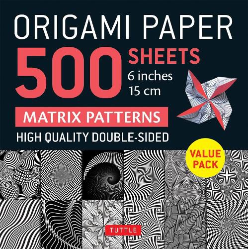 Cover image for Origami Paper 500 Sheets Matrix Patterns 6 (15 CM): Tuttle Origami Paper: Double-Sided Origami Sheets Printed with 12 Different Designs (Instructions for 5 Projects Included)