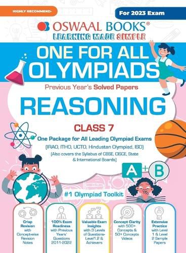 Cover image for Oswaal One For All Olympiad Previous Years' Solved Papers, Class-7 Reasoning Book (For 2023 Exam)