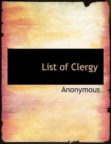 Cover image for List of Clergy