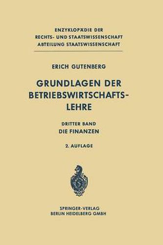 Cover image for Grundlagen Der Betriebswirtschaftslehre: Dritter Band: Die Finanzen