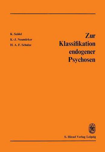 Cover image for Zur Klassifikation Endogener Psychosen