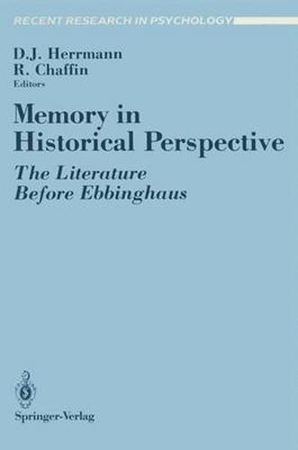 Memory in Historical Perspective: The Literature Before Ebbinghaus