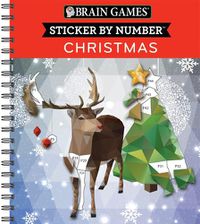 Cover image for Brain Games - Sticker by Number: Christmas (28 Images to Sticker - Reindeer Cover)