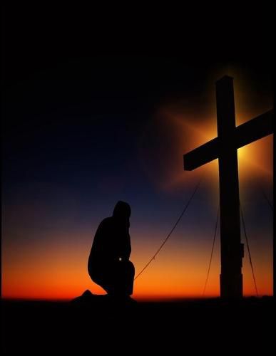 Cover image for Prayer at the Cross Christian Inspirational Notebook: 100 Pages 8.5 X 11 Wide Ruled Line Paper