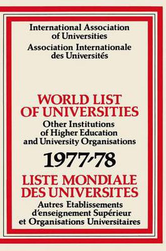 Cover image for World List of Universities 1977-78 / Liste Mondiale des Universites