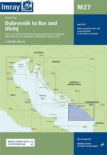 Cover image for Imray Chart M27: Dubrovnik to Bar and Ulcinj