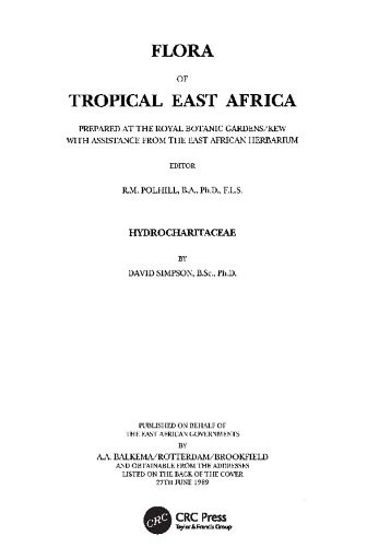 Cover image for Flora of Tropical East Africa - Hydrocharitaceae (1989): Hydrocharitaceae