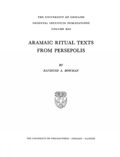 Cover image for Aramaic Ritual Texts from Persepolis