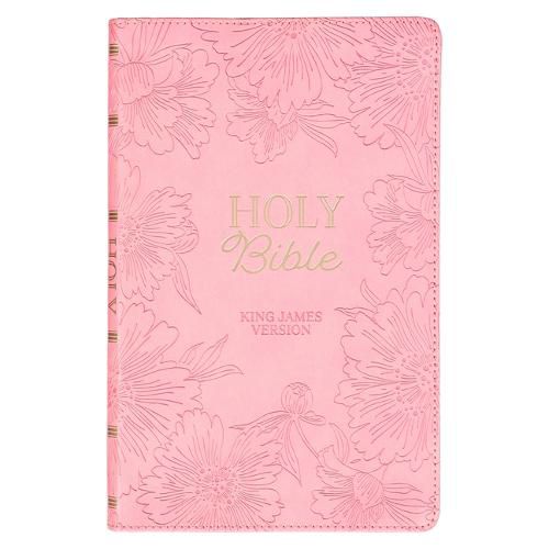 Cover image for KJV Holy Bible, Gift Edition King James Version, Faux Leather Flexible Cover, Light Pink Floral