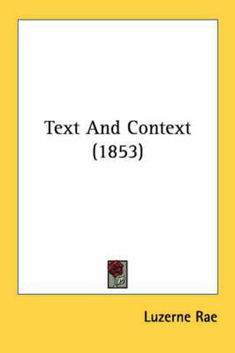 Cover image for Text and Context (1853)